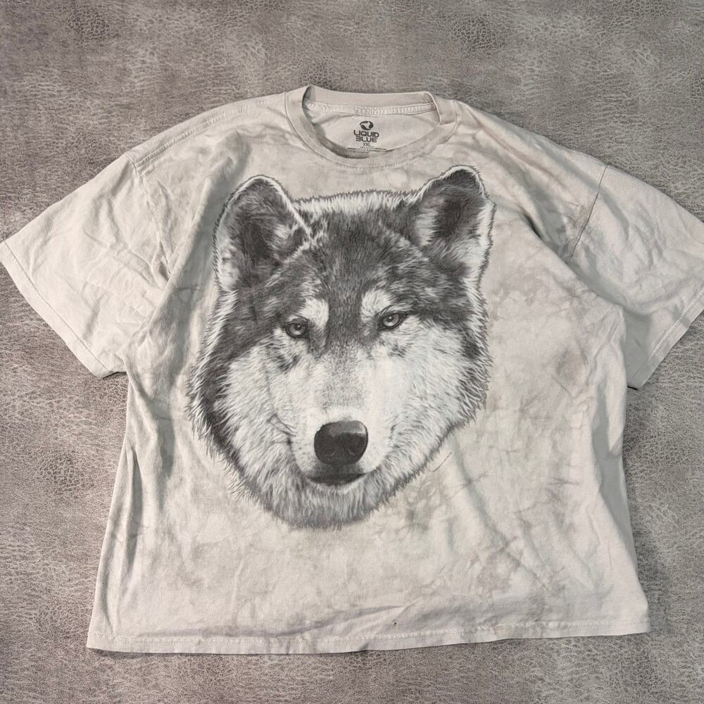 Liquid Blue Tie Dye Wolf Tee